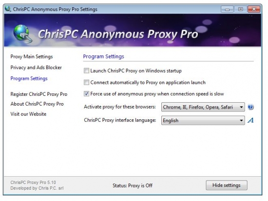 ChrisPC Anonymous Proxy Pro 6.30 + Free