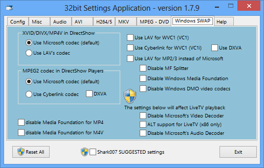 STANDARD Codecs for Windows 7/8/10 4.8.6 + x64 / Windows 8 Codecs