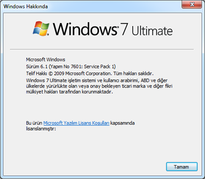 Windows 7 SP1 Türkcə MSDN Orjinal versiya (32Bit/64Bit)