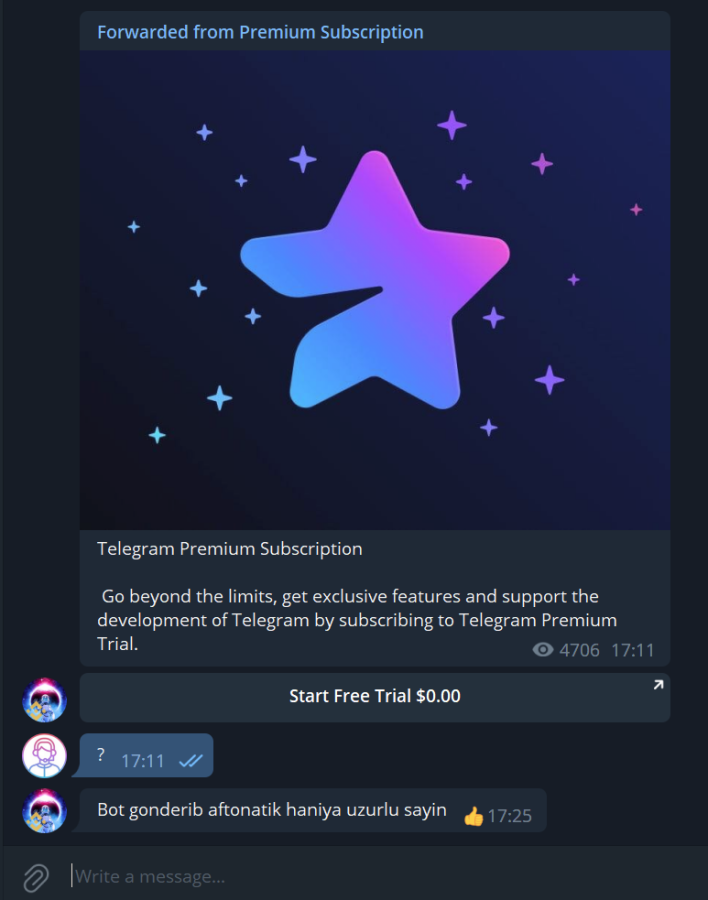 Telegram Premium saxtakarlıq